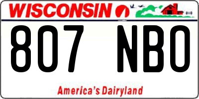 WI license plate 807NBO