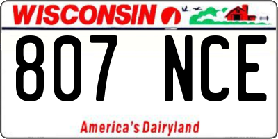 WI license plate 807NCE