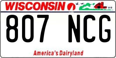 WI license plate 807NCG