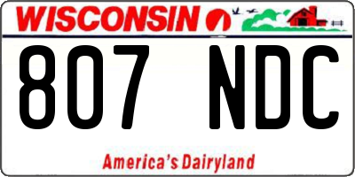 WI license plate 807NDC