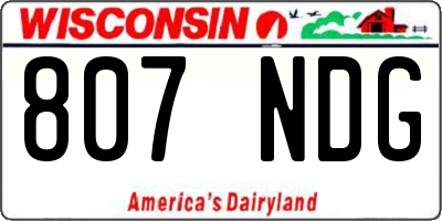 WI license plate 807NDG