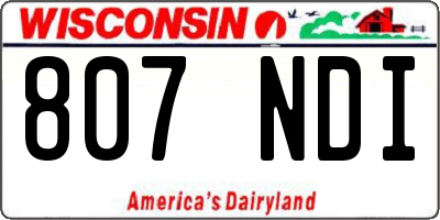 WI license plate 807NDI