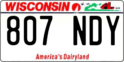 WI license plate 807NDY