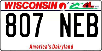 WI license plate 807NEB