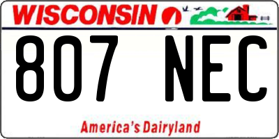 WI license plate 807NEC