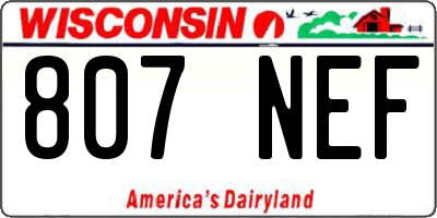 WI license plate 807NEF