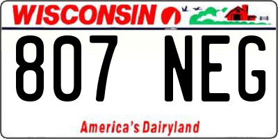 WI license plate 807NEG