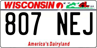 WI license plate 807NEJ