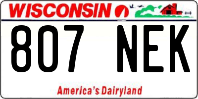 WI license plate 807NEK