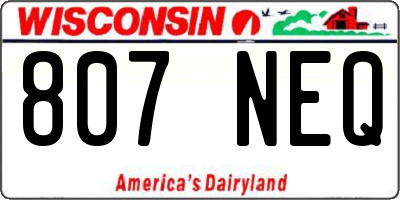 WI license plate 807NEQ