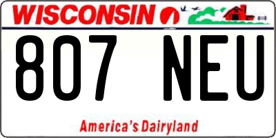WI license plate 807NEU