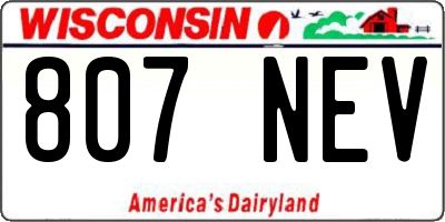 WI license plate 807NEV