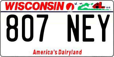 WI license plate 807NEY
