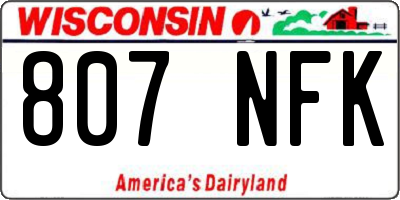 WI license plate 807NFK