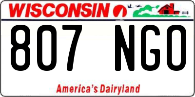 WI license plate 807NGO