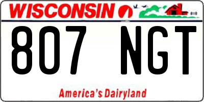 WI license plate 807NGT