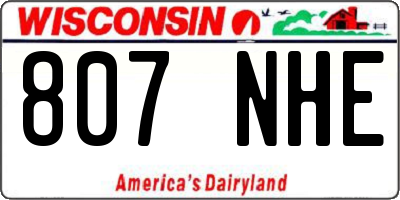 WI license plate 807NHE