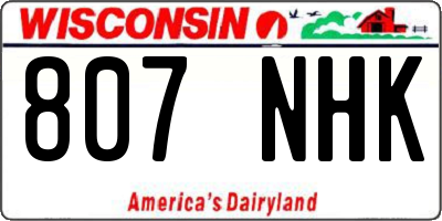 WI license plate 807NHK
