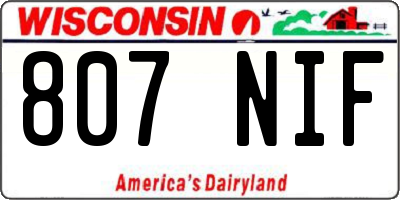 WI license plate 807NIF