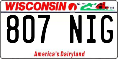 WI license plate 807NIG