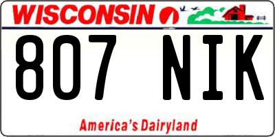 WI license plate 807NIK