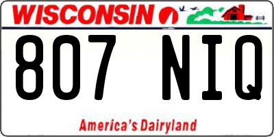 WI license plate 807NIQ