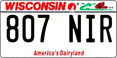 WI license plate 807NIR