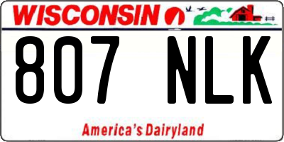 WI license plate 807NLK