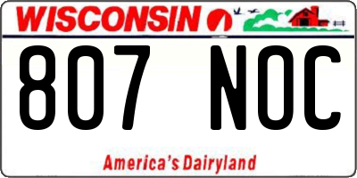 WI license plate 807NOC