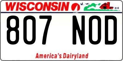 WI license plate 807NOD