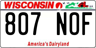 WI license plate 807NOF