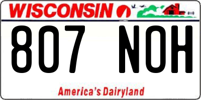 WI license plate 807NOH