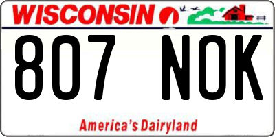 WI license plate 807NOK