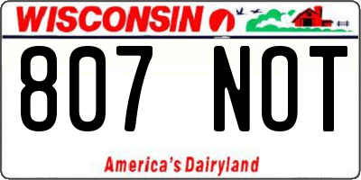 WI license plate 807NOT
