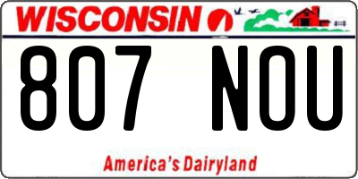 WI license plate 807NOU