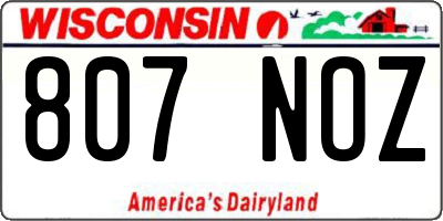 WI license plate 807NOZ