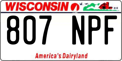 WI license plate 807NPF