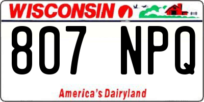 WI license plate 807NPQ