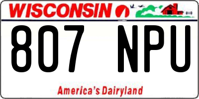 WI license plate 807NPU