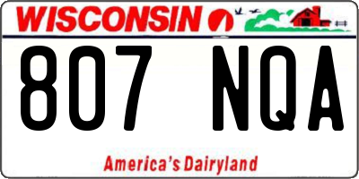 WI license plate 807NQA