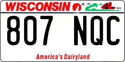 WI license plate 807NQC