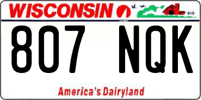 WI license plate 807NQK