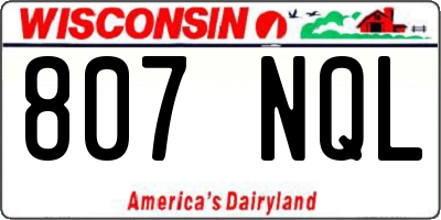 WI license plate 807NQL
