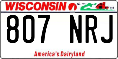 WI license plate 807NRJ