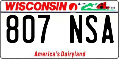 WI license plate 807NSA