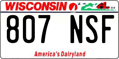 WI license plate 807NSF