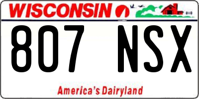 WI license plate 807NSX