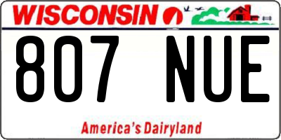 WI license plate 807NUE