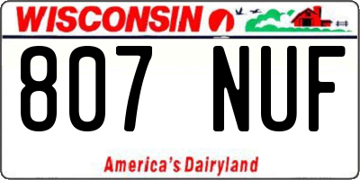 WI license plate 807NUF