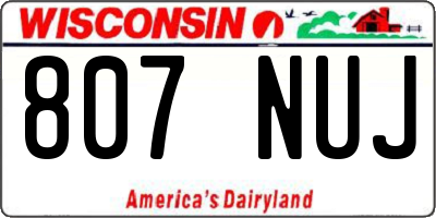 WI license plate 807NUJ